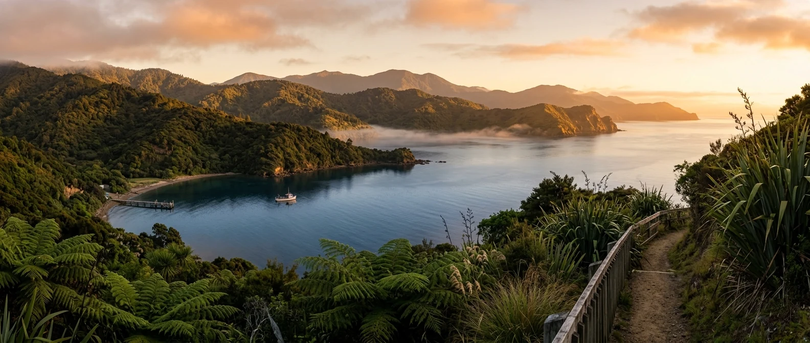 New Zealand coastal morning landscape